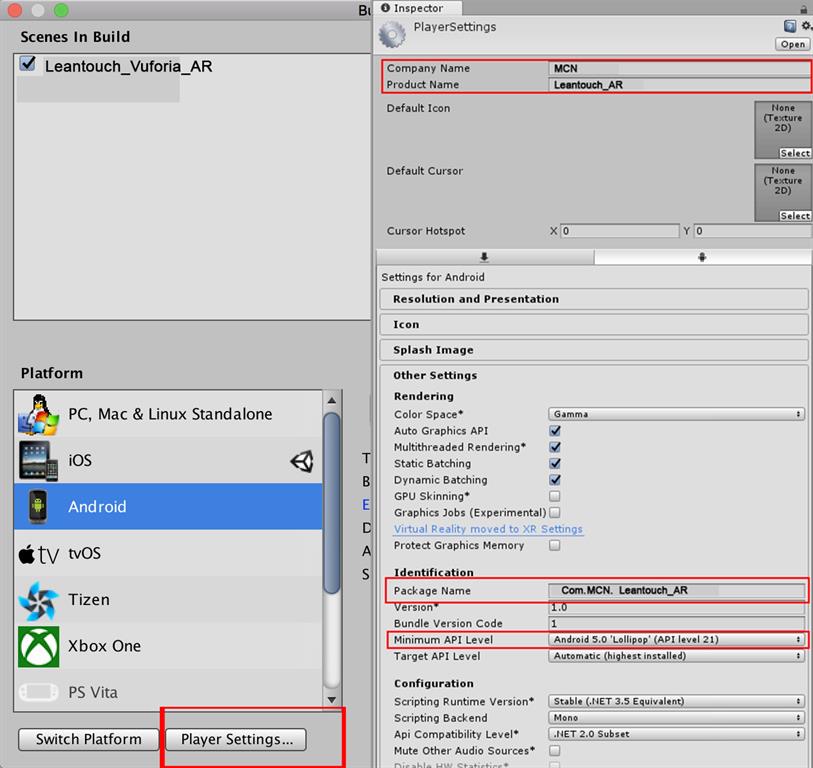Leantouch_Vuforia_AR In Unity